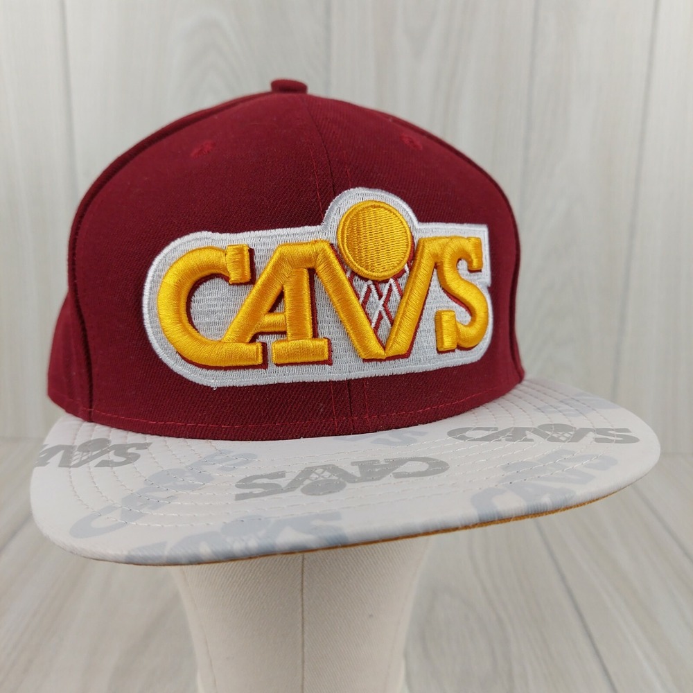 New Era Cleveland Cavaliers Hat Mens 7 1/4 Wine Grey NBA Fitted Flat Brim Cap